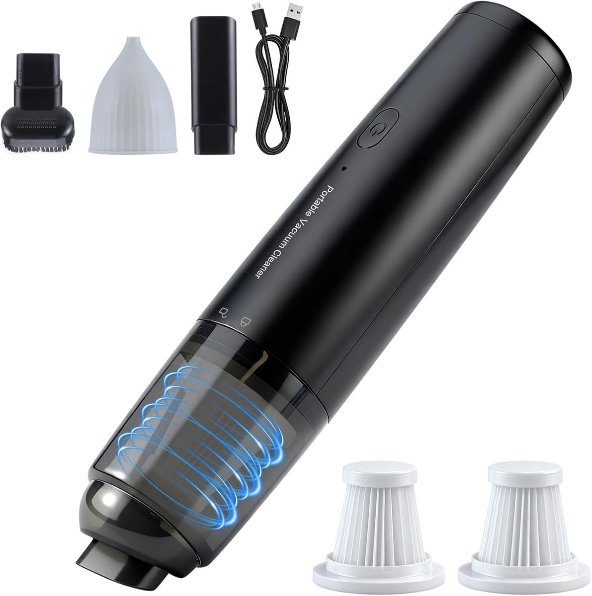 Draadloze Handstofzuiger - Zwart - Draagbare Mini-stofzuiger met HEPA-filter - Voor Auto, Huis en Bureau