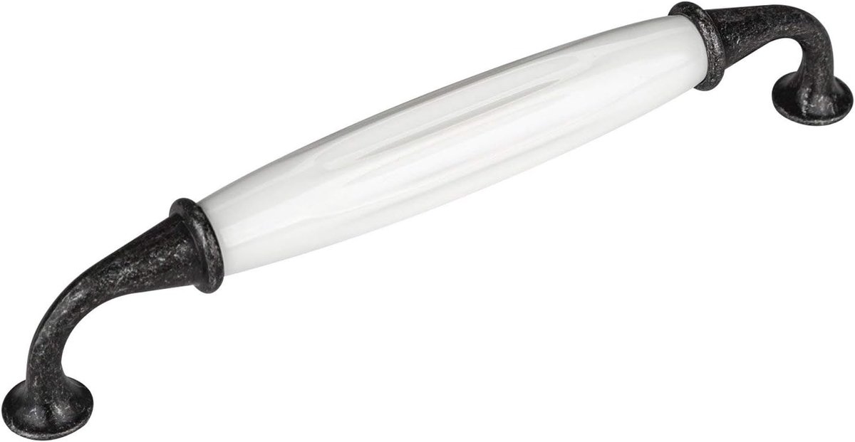 5 x Meubelgreep JOHANNA Boorgatafstand 160 mm Antiek-zilver-wit Porseleingreep van SOTECH