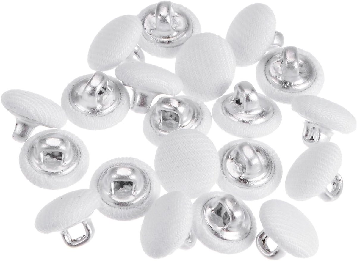 sourcing map 20 stuks 16L stoffen doek bedekte knoop 10 mm rond metalen schacht naaien knopen voor pakken jurk blouses wit