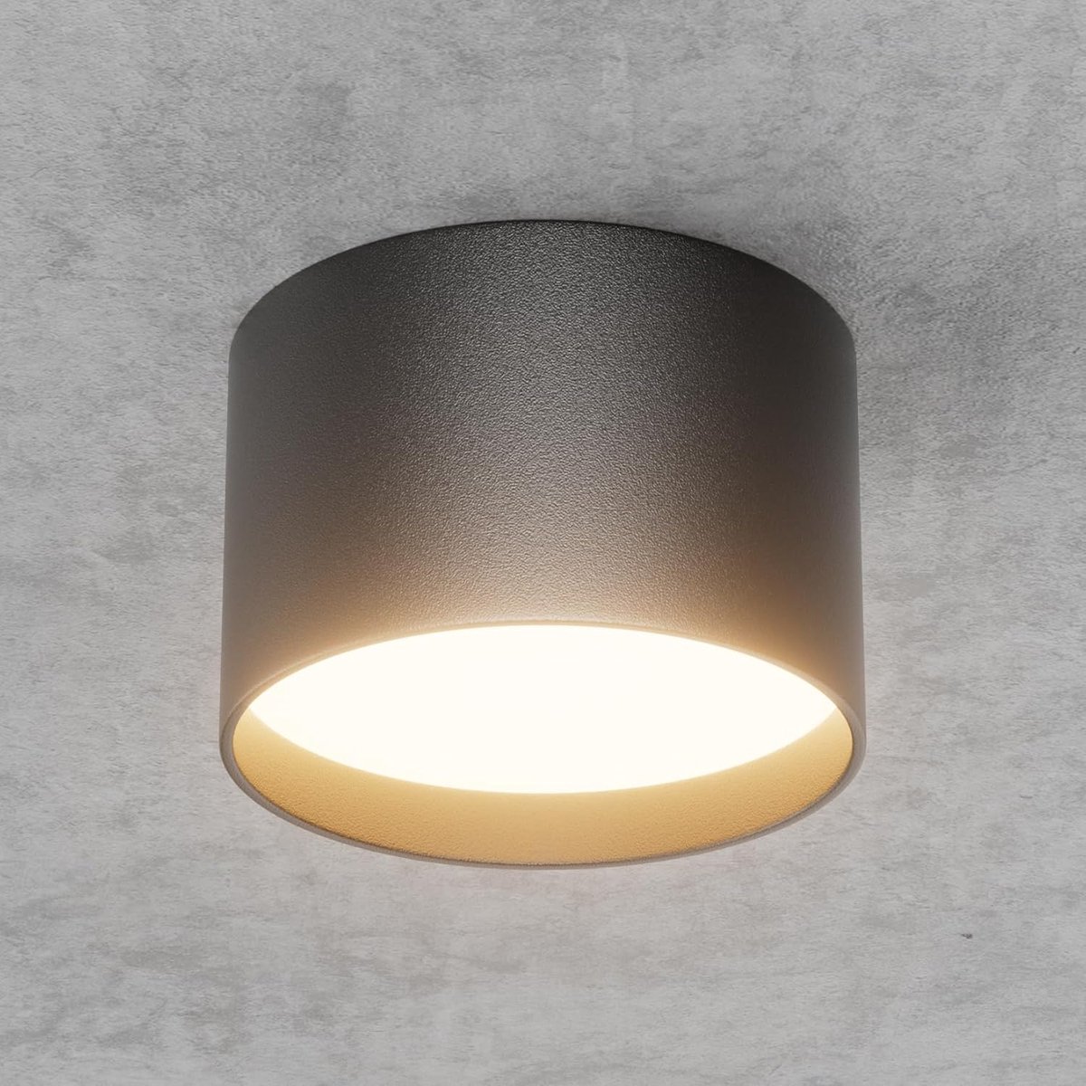 Plafondspots, zwarte oppervlaktereflector, plafondlamp warm wit 3000K, moderne plafondlamp, plafondlamp aluminium+acryl, IP44, 598LM, 60 x 90 mm