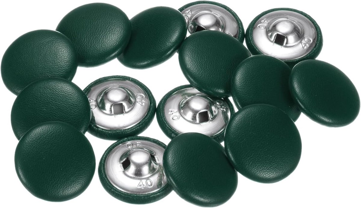 Knopen met lederen overtrek, 25 mm, ronde knopen met metalen schacht voor het naaien van bruidsjurken, blouses, naaiwerk, donkergroen