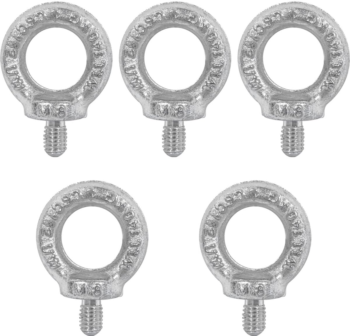 5 stks Hefring, Lifting Shoulder Eye Bolt, Gegalvaniseerde Q235 Carbon Steel Oogbouten Diepe Schroefdraad Lifting Shoulder Oogbout voor Hemical Industry, Automobile Manufa.(M8)