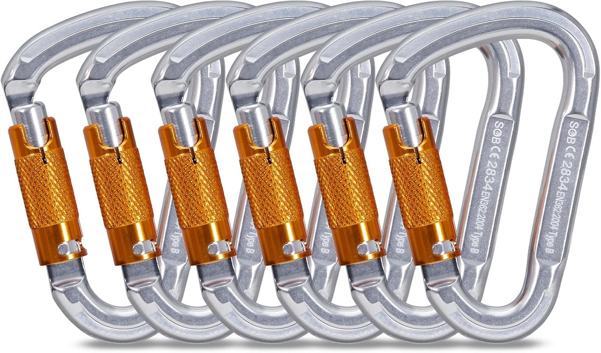 aluminium karabijnhaken, robuuste karabijnhaken voor bergbeklimmen, schommelklimmen, afdaling