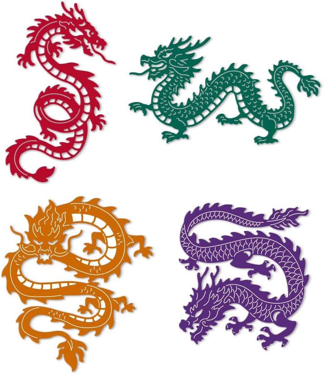 4 stijlen Chinese draak stansvormen kaartranden steek stansvormen koolstofstaal stanssjablonen voor doe-het-zelf papier knutselalbums cadeaudecoratie