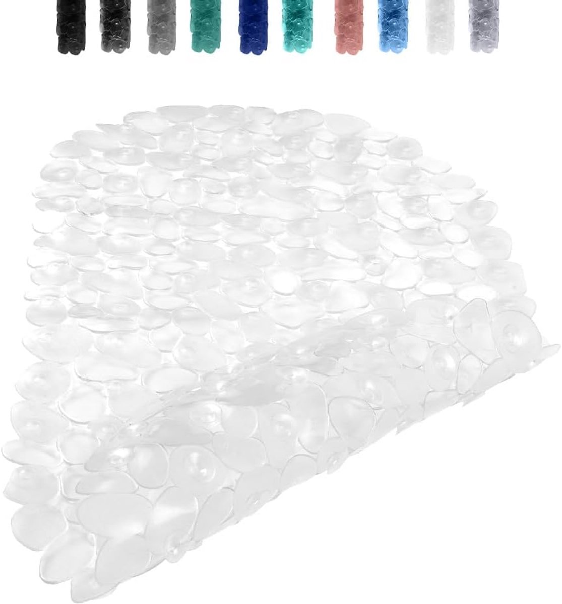 69 x 36 cm douchemat antislip antischimmel, heldere kiezels douchemat, ovale douchematten pads trays, machinewasbaar badmat met sterke zuignappen grip en afvoergaten voor binnen douche