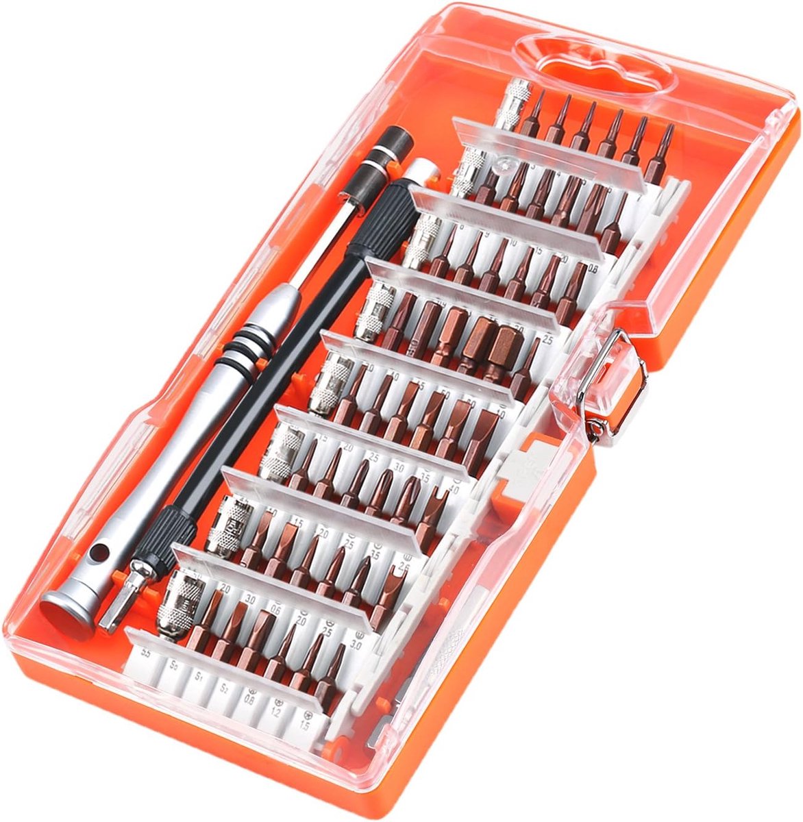 Schroevendraaierset, 60-in-1 S2 staal, fijnmechanica, schroevendraaierset met 56 bits, precisie torx-schroevendraaierbit voor brillen, smartphone, spelconsole, tablet, elektronica, computer, horloge