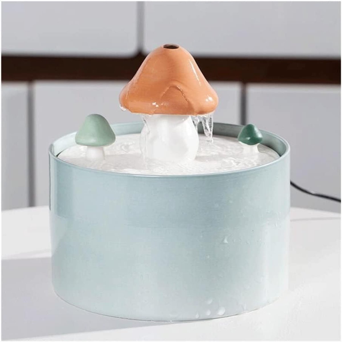 Fontein Paddestoel Stijl Tafelblad Fontein, Indoor Desktop Flowing Waterfall Kleine Fontein, Home Office Desktop Fountain Decoration Binnenfonteinen Huisdecoratie (Color : Cyan)