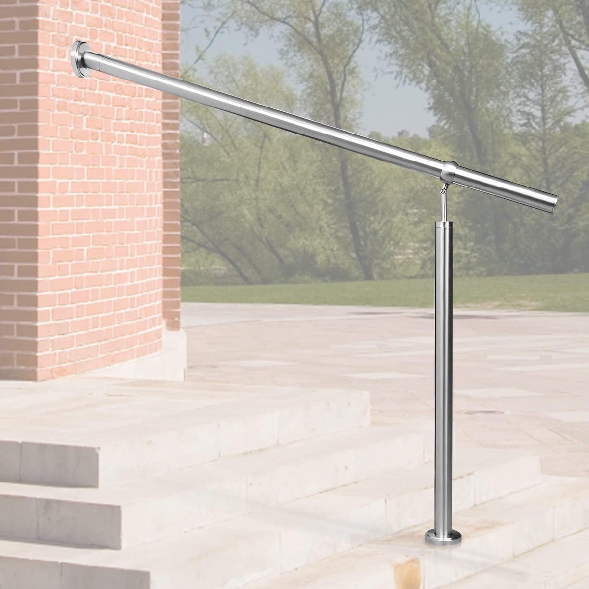 Roestvrij stalen trapleuning, zijmontage, instelbare wandleuning, incl. montagemateriaal, onderhoudsvriendelijk, binnen en buiten, 100 cm