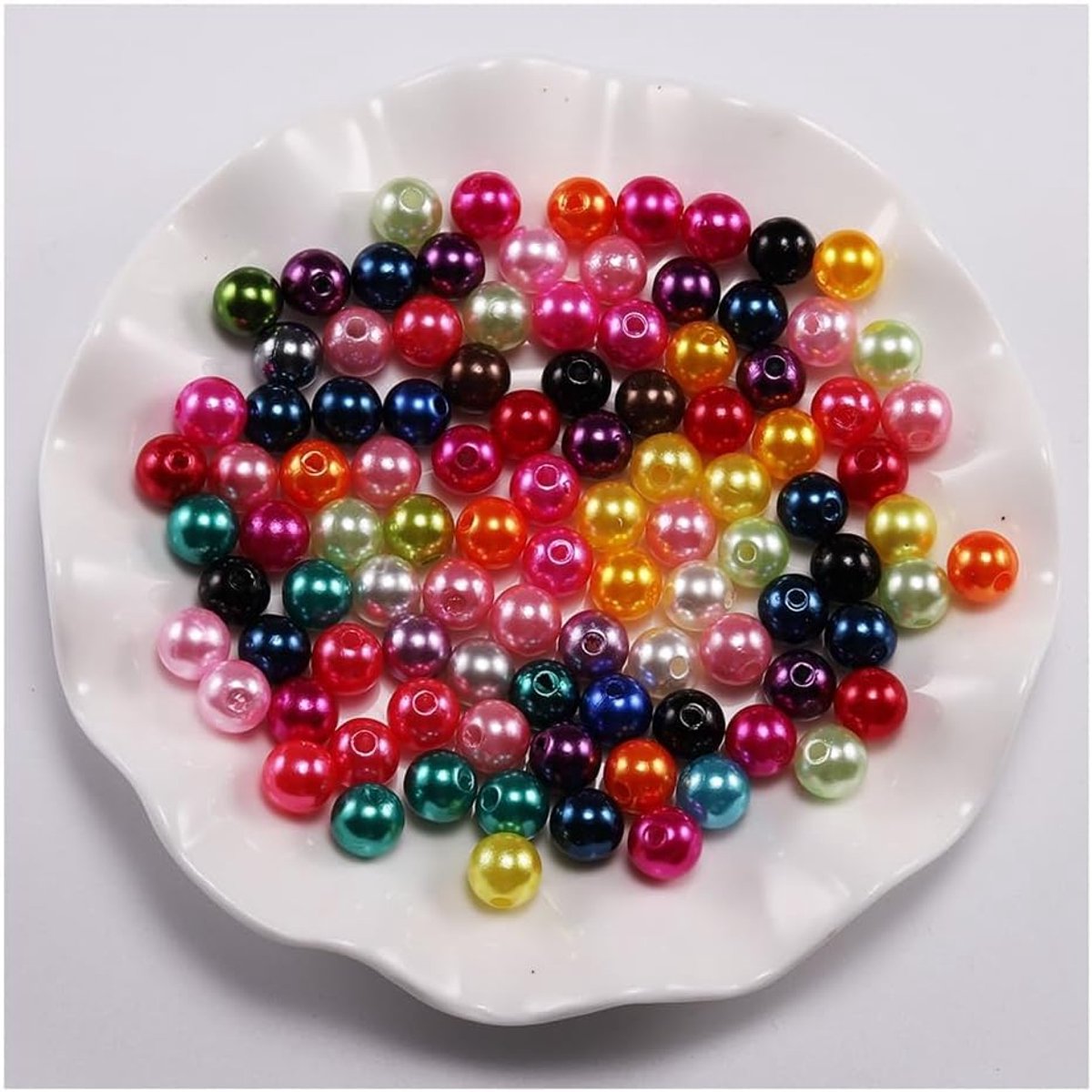 Kralen om te knutselen kunstharskralen glazen kralen acryl-kunststofkralen knutselkralen ronde kunststofkralen met gat voor het maken van sieraden halskettingen armbanden gemengde