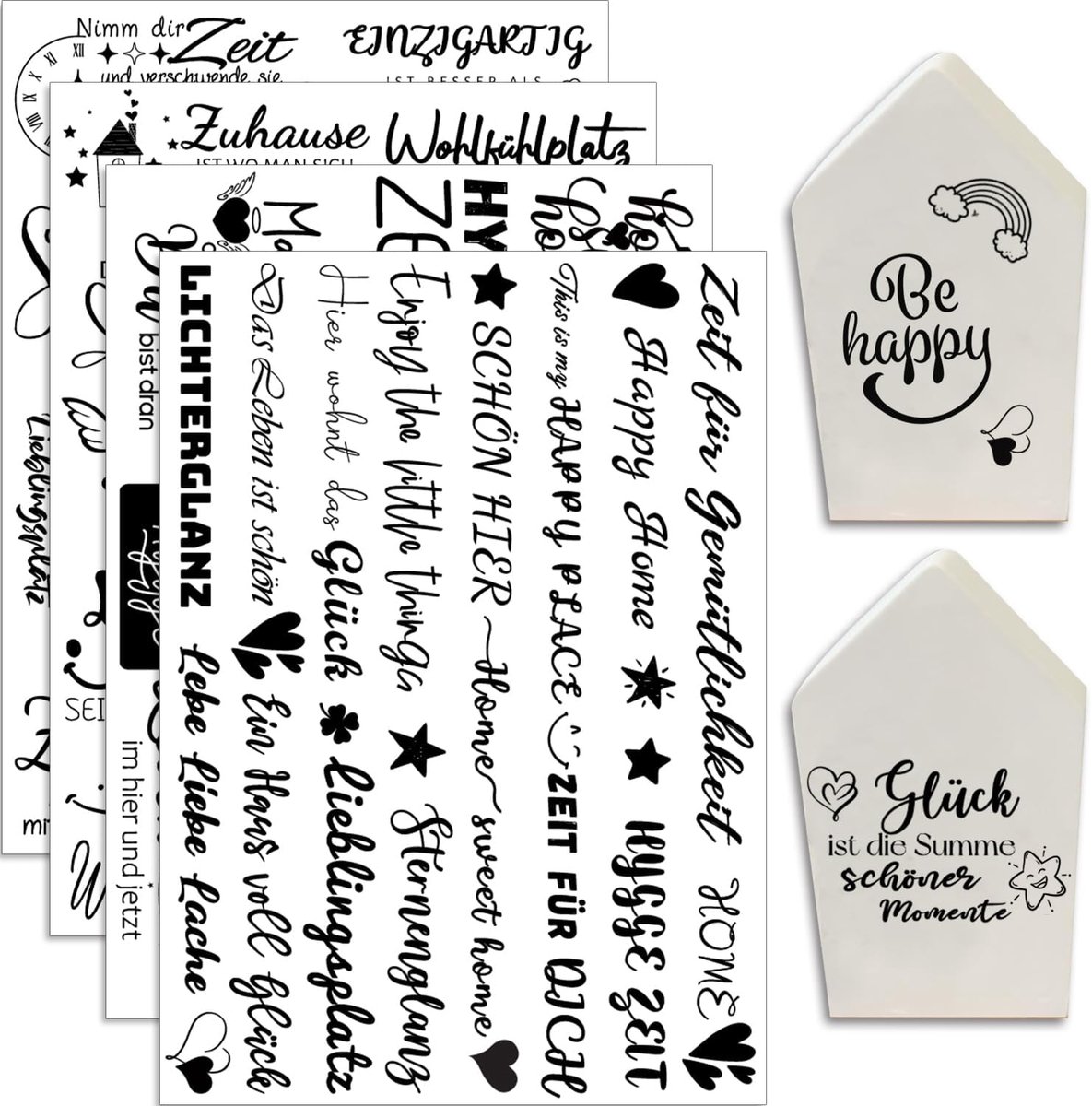 Rub On Sticker Transfers 4 Stuks Spreuken voor Raysin Keraflott Meubilair Glas Hout DIY Deco Rub On Folie Rubons Sticker Thuis