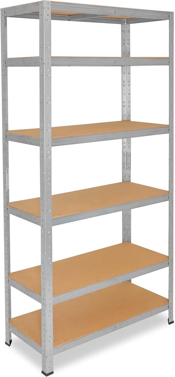 shelfplaza Home 230x70x50cm metalen stellingkast verzinkt: 6x145kg | stellingen Berging stelling Garagekast Metalen opslagstelling Opbergstelling Zware stelling Opslagrek Garage stelling