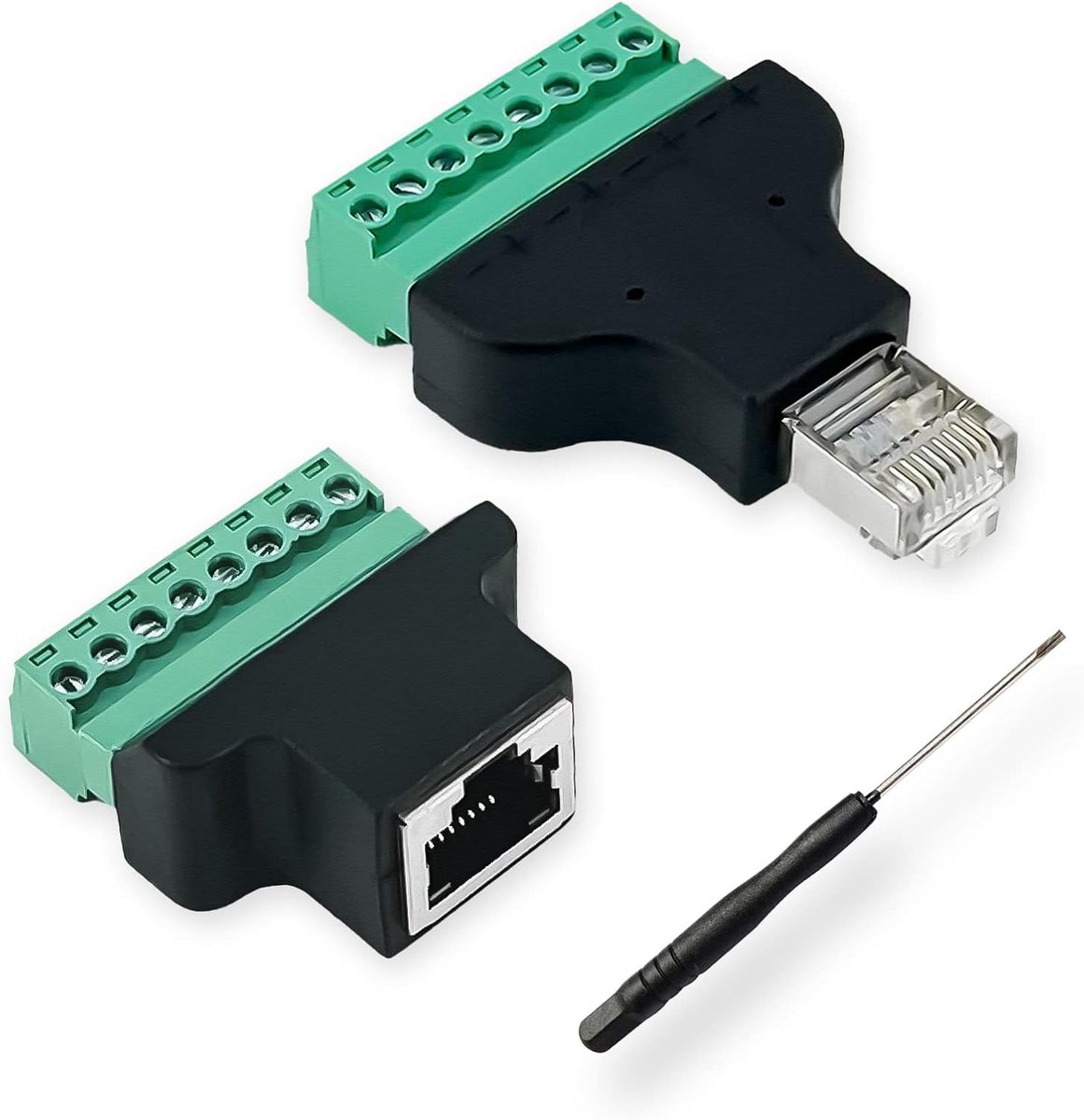 8-polige adapter, Covvy CCTV/DVR-ethernetaansluiting RJ45-bus naar 8-polige RJ45-schroefstekker (1xbus + 1xstekker)