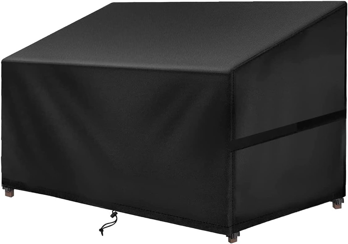 Afdekking tuinbank 3-zits bankhoes tuinbankafdekking UV-bestendige coating binnenafdekking voor tuinmeubelen zwart - 18 maanden garantie 163 x 66 x 63/89 cm