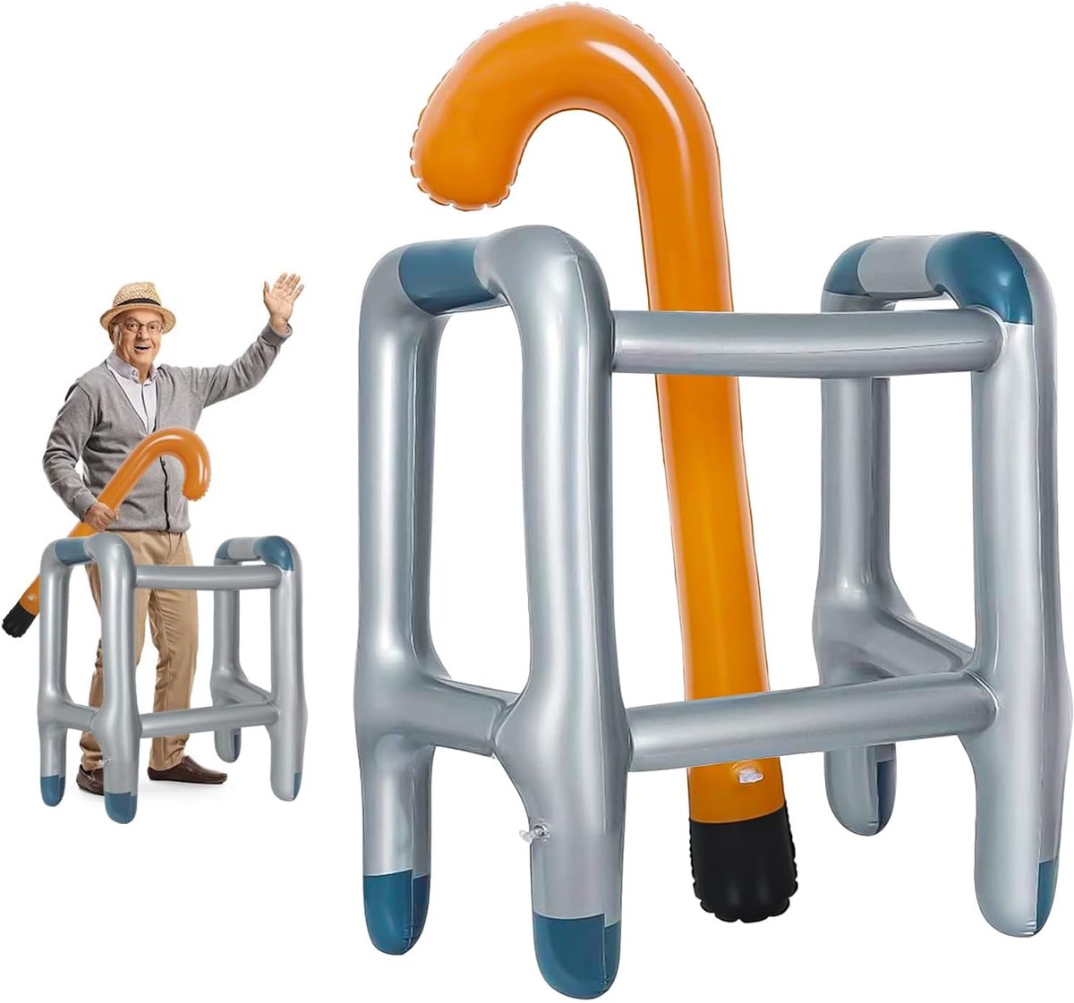 Opblaasbare loophulp, opblaasbare rollator, opblaasbare rollator voor je kostuum als oma of opa, voor carnaval, verjaardag, cosplay