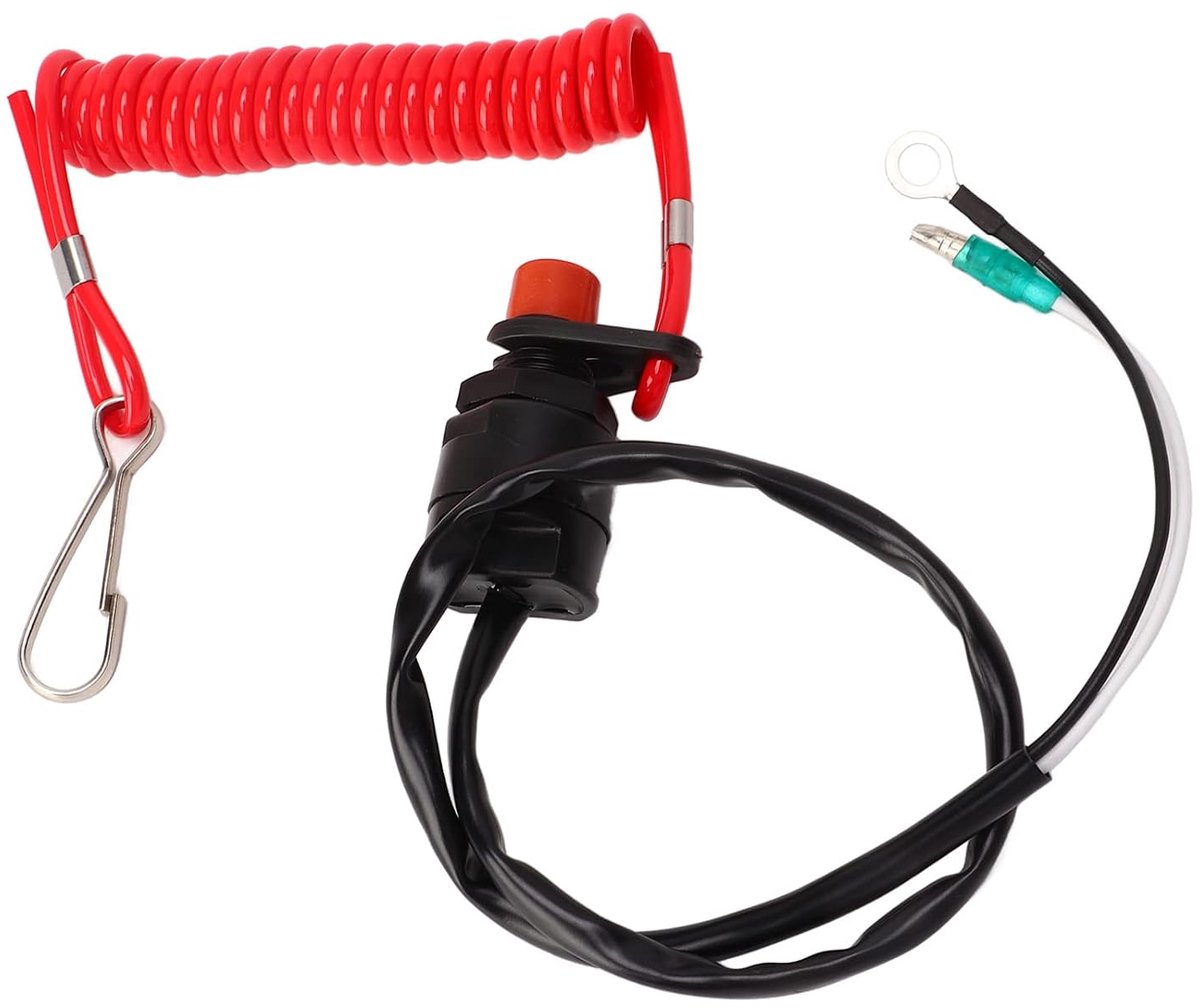 Motor doden schakelaar, buitenboordmotor motor noodstop schakelaar lanyard koord 50 cm 20 inch, dringende stop sleutelloze drukknop voor Marine Yatch T15
