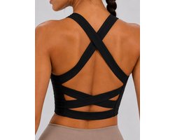 SparkNine Sculptactive sporttop - met ingebouwde sportbeha - verwijderbare pads - XS - zwart - high impact ondersteuning - kruisrug - ademend & stijlvol