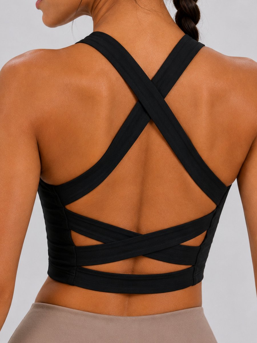 SparkNine Sculptactive sporttop - met ingebouwde sportbeha - verwijderbare pads - XS - zwart - high impact ondersteuning - kruisrug - ademend & stijlvol