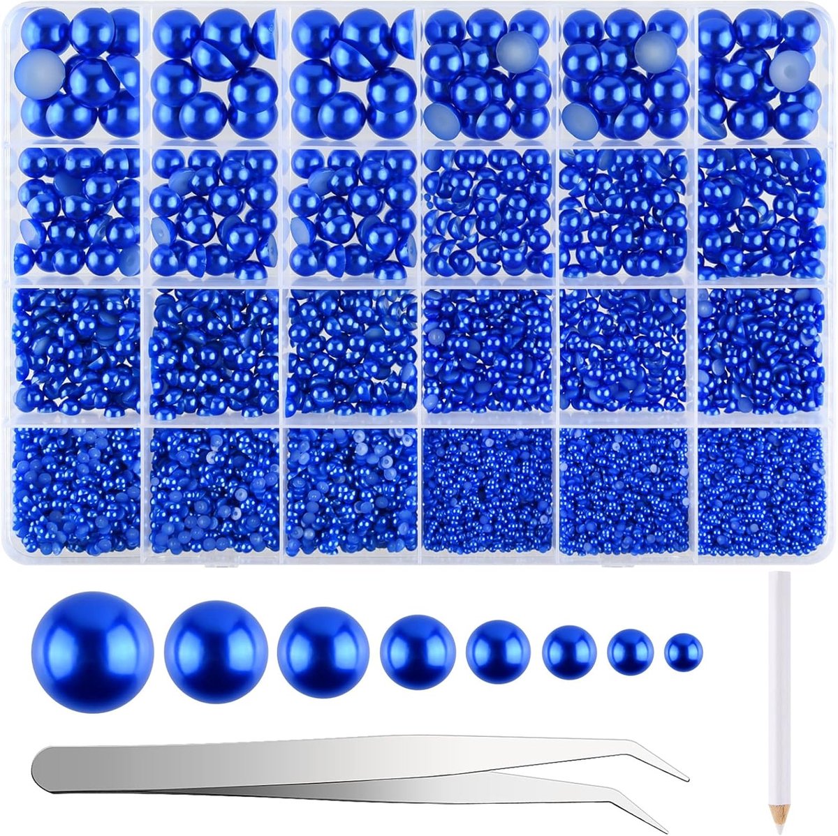 12000 Stuks Half Parelkraal 8 Maten Blauw Perzik Flatback Parelkralen Half Ronde Parels voor Ambachten Verfraaiing Schoenen Telefoonhoesjes Maken