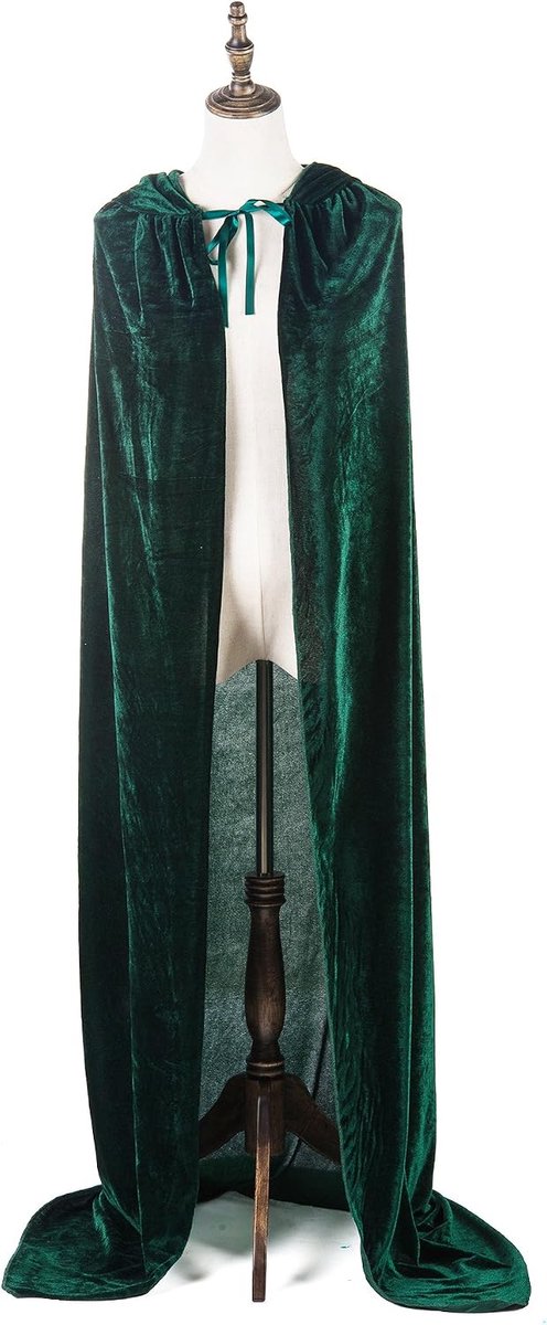 Kostuums Dames Heren Cosplay Lange Cape Mantel Fancy Dress voor Rollenspel (Dark Green, 150cm / 59")
