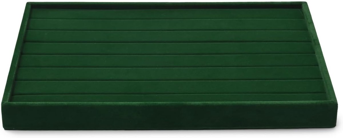stapelbaar, van fluweel, sieradenopslag, lade, sieradeninzet, organizer, display voor oorbellen en ringen, 35 x 24 x 3,5 cm (donkergroen)