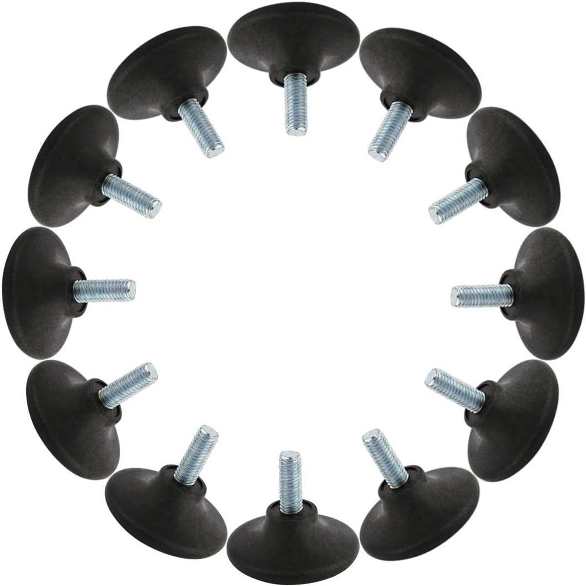 Metaal Verstelbare draad staaf Leveling Ondersteuning Voet 45 mm Base Dia 12 Stks