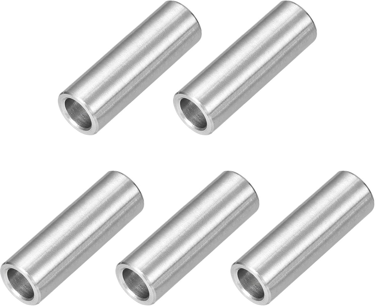 5 stuks afstandhouders van roestvrij staal, 8 mm ID x 12 mm OD x 40 mm L, afstandhouders van messing, zonder schroefdraad, ronde spacer voor schroeven moeren 5/16 inch of M8