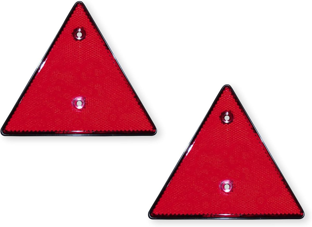 10210 driehoekreflector om te schroeven, 2 stuks in zwart/rode reflectoren, 14 cm x 16 cm