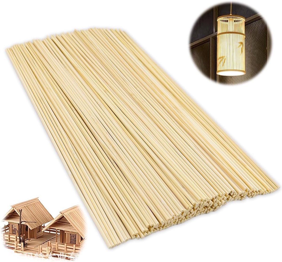 Houten stokjes om te knutselen, 30 cm x 3 mm suikerspin staven, ronde houten stokken, bamboestokken voor houtbewerking, modelleermaterialen en doe-het-zelf