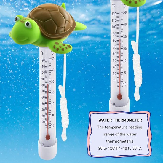 waterthermometer, zwembadthermometer met string, breukvast, waterthermometer, zwembadtemperatuur thermometer, drijvende zwembadthermometer voor aquaria, zwembaden, spa — afbeelding 3