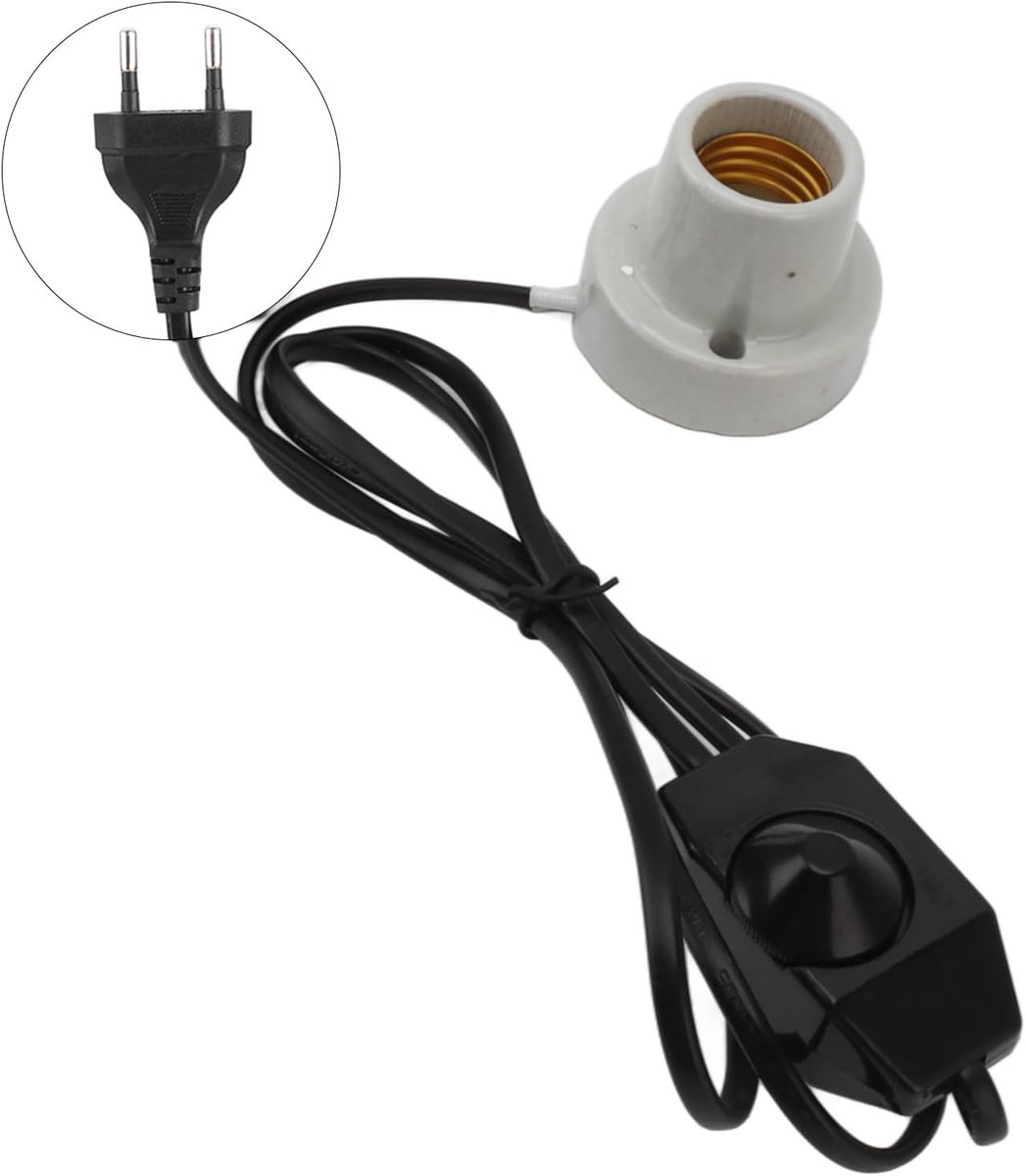 Keramische Warmtelamphouder, Professionele E27-aansluiting voor Hagedisschildpad Schildpad, Bestand Tegen Hoge Temperaturen, Eenvoudig Te Installeren (EU-stekker 250V)