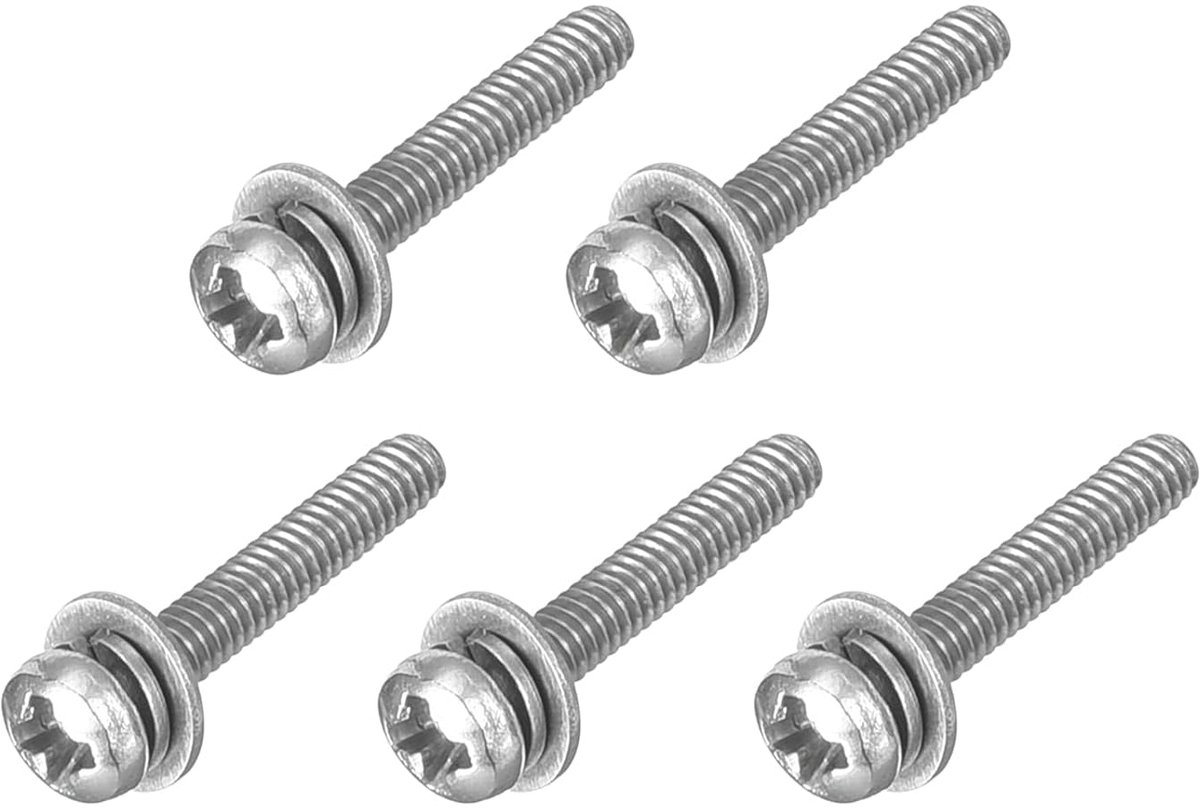 M2 x 12 mm 304 roestvrij staal Phillips Pan Head machineschroeven bouten gecombineerd met veerring en sluitringen 5 stuks