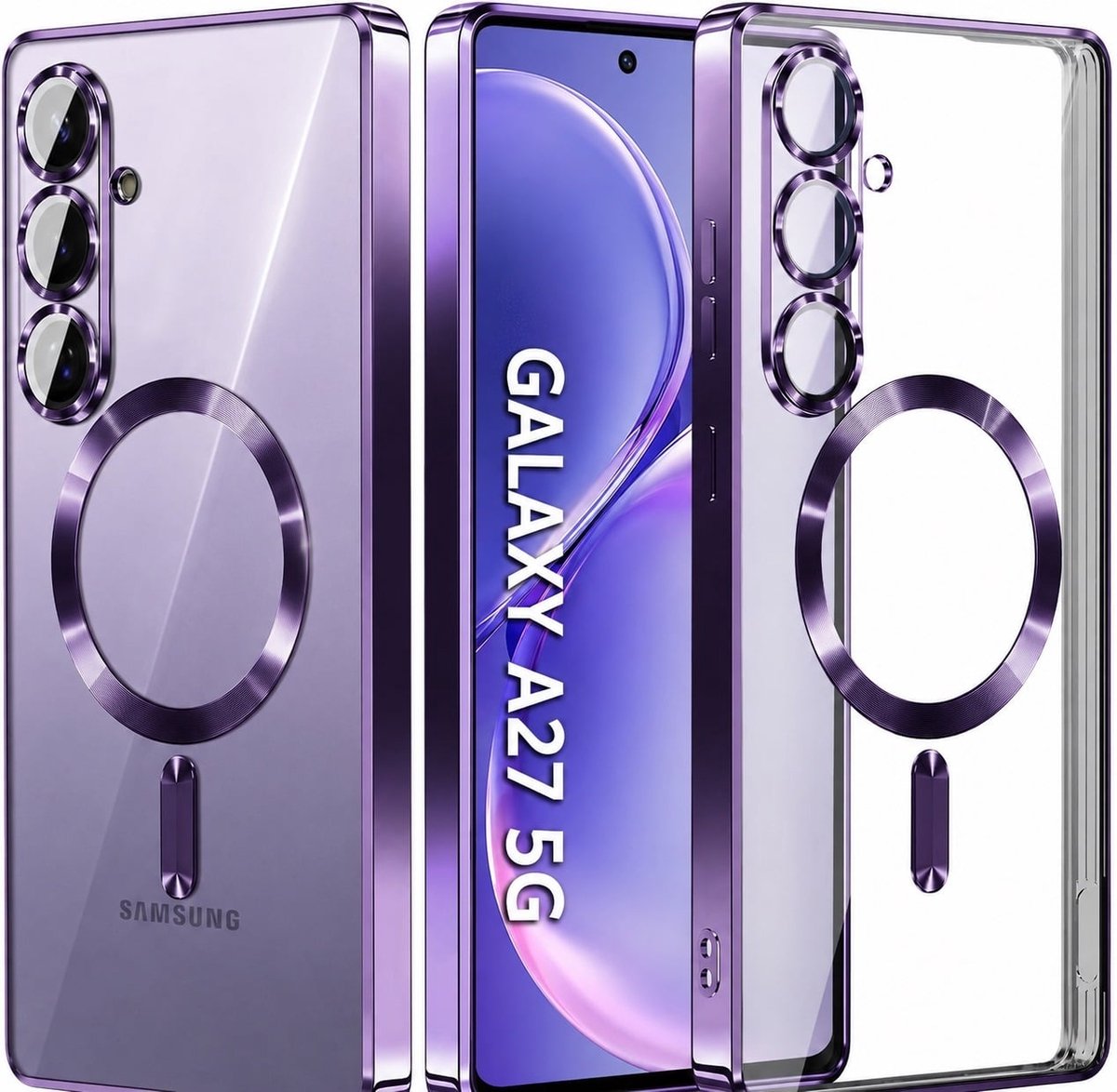 Hoesje Geschikt voor Samsung Galaxy A27 Hoesje Paars - Geschikt voor MagSafe – Siliconen Back Cover – Schokbestendig - Telefoonhoesje – Dunne Beschermhoes