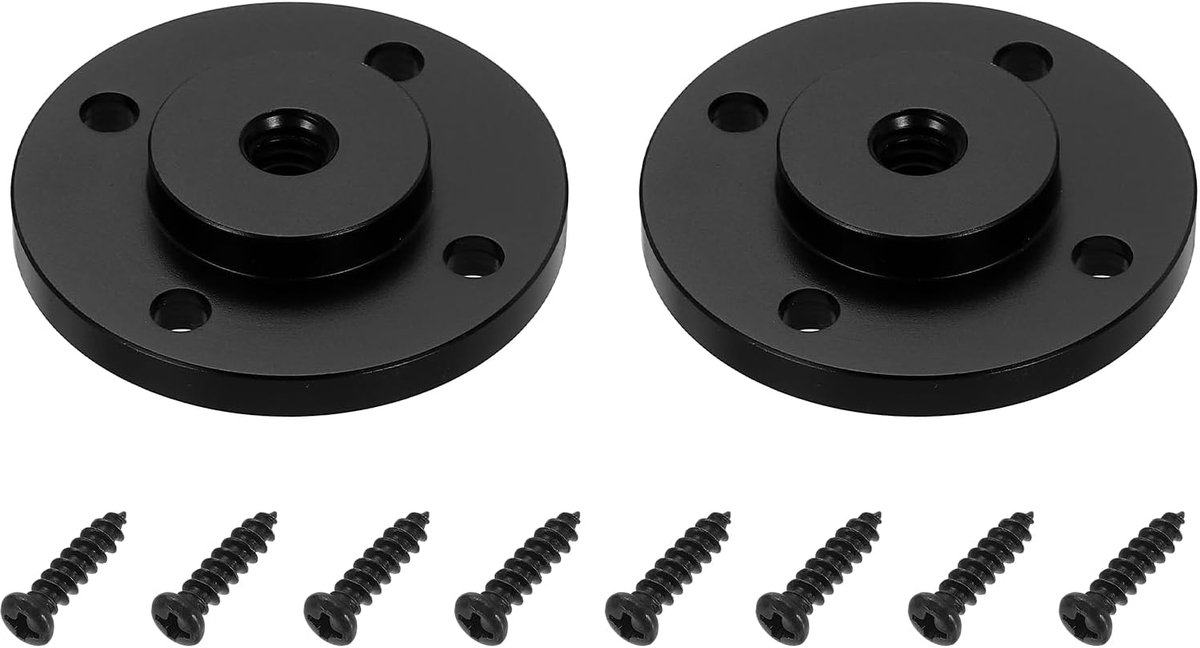 1/4 "Draad Statief Adapter Houder, 2 Stks Aluminium Flens Wall Mount Statief Mount Plaat met Schroef voor Magic Arm Monitor Licht Flash DSLR Camera, Zwart