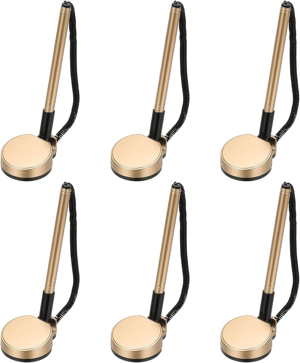 6 stuks veilige pen met zelfklevende ketting en veiligheidspenhouder, receptie balpennen, desktoppen, zwarte inktvullingen voor bureau, werkplek, kantoor, thuisbenodigdheden, ronde basis,