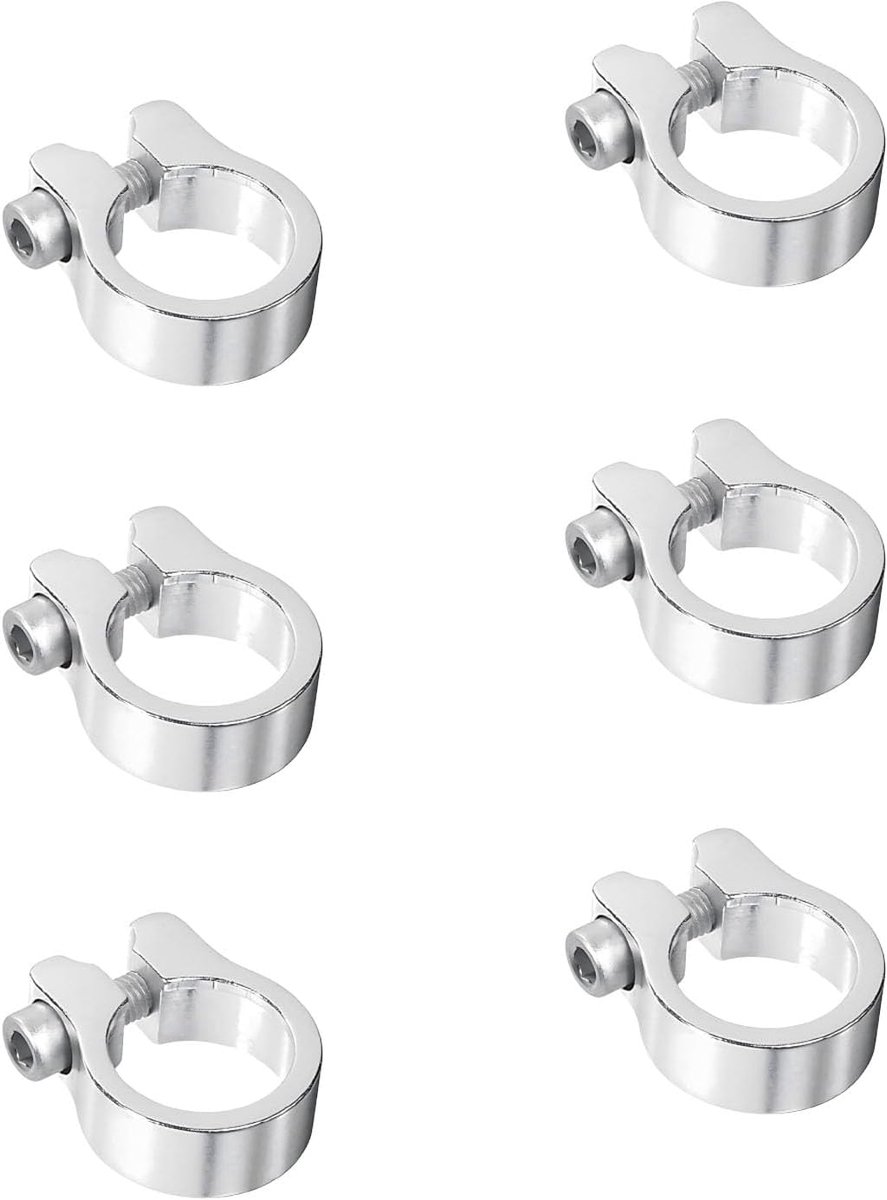 6 stuks zadelpensluitingen, zadelpenklem van aluminium, zadelklem voor fiets, fietszadelpen, met moer voor jam, voor de meeste fietsen