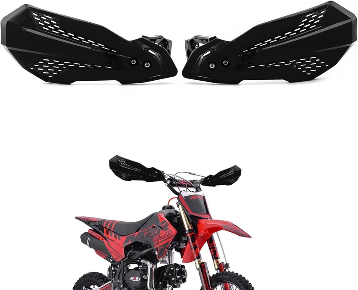 handbeschermers universeel, handbescherming montagekit verstelbaar, 7/8 IN (22 mm) ~11/8 IN (28 mm), stofdicht, regendicht en valbestendig, voor motorcross, vintage motorfiets, ATV (zwart)