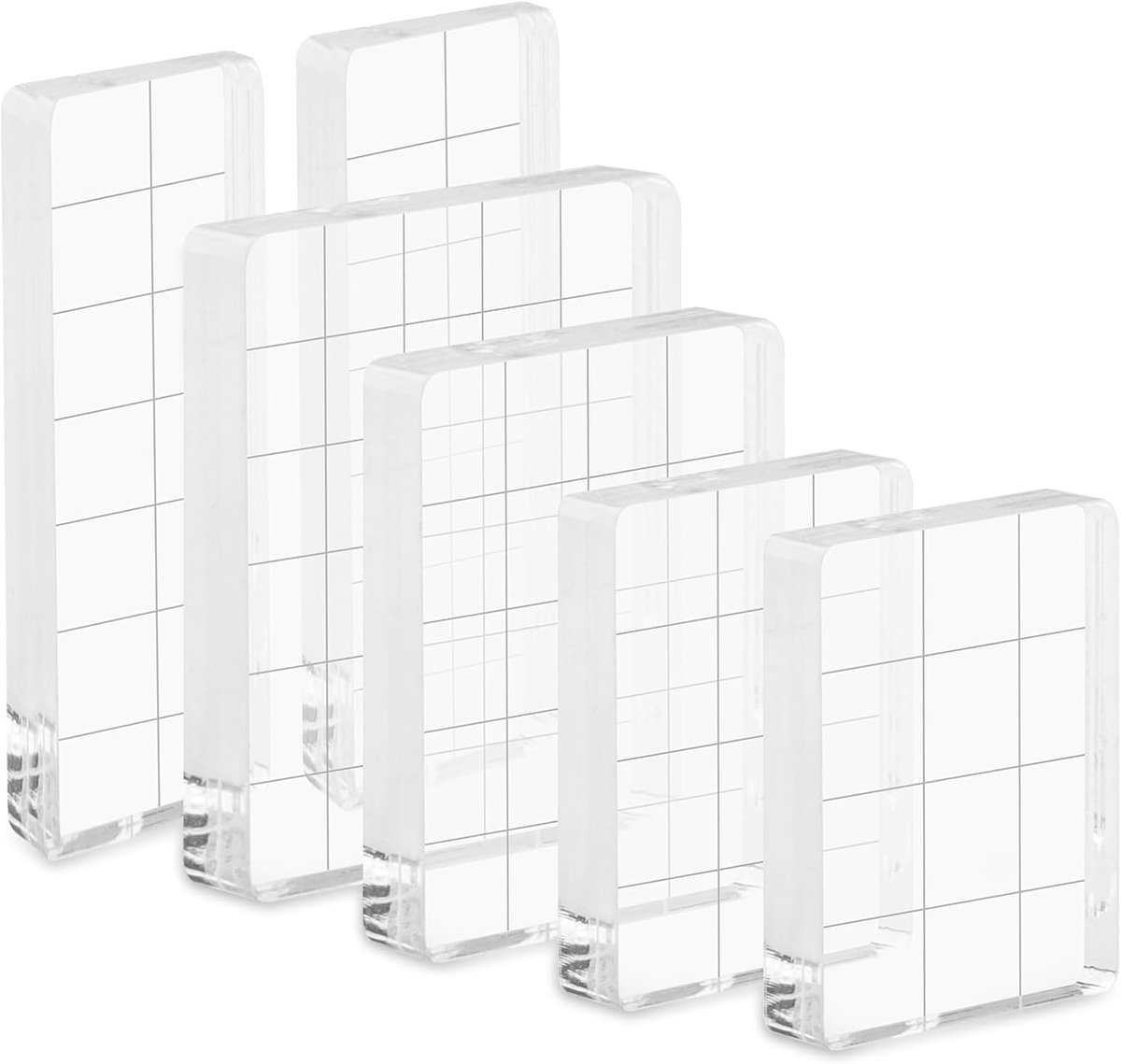 6-delig acryl-stempelblok, doorzichtig acrylblok om te stempelen, decoratief stempelblok voor doe-het-zelfwerk, stempelblok voor scrapbooking, knutselen, doorzichtig stempelblok gereedschap
