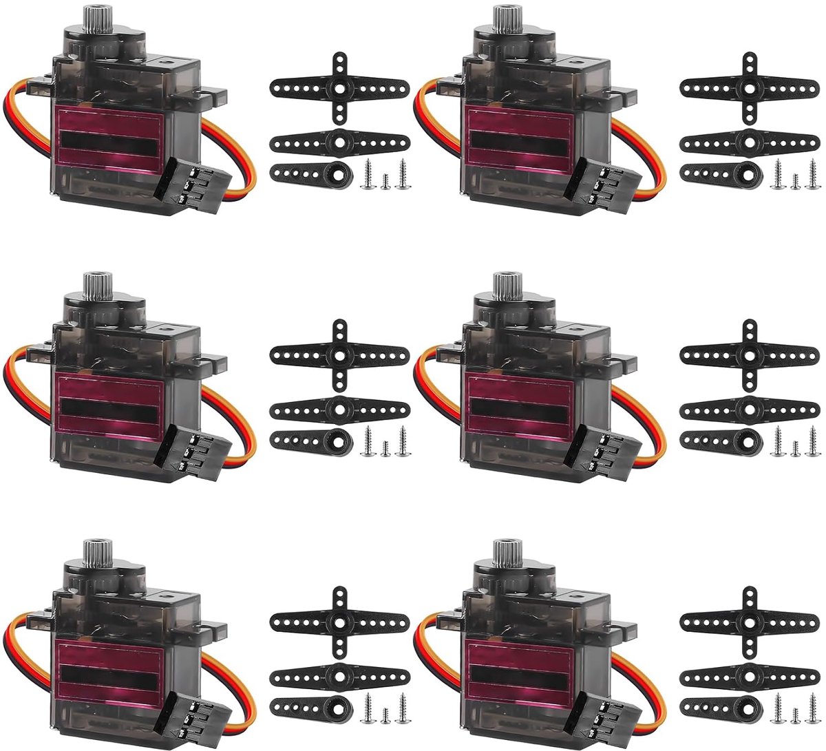 6 stuks servomotor metalen tandwielen: Servo micro-servomotor compatibel, Servo volmetalen versnellingsbak 180 graden stuurbare hoek, Mini motor voor modelbouw robotarm vliegtuig