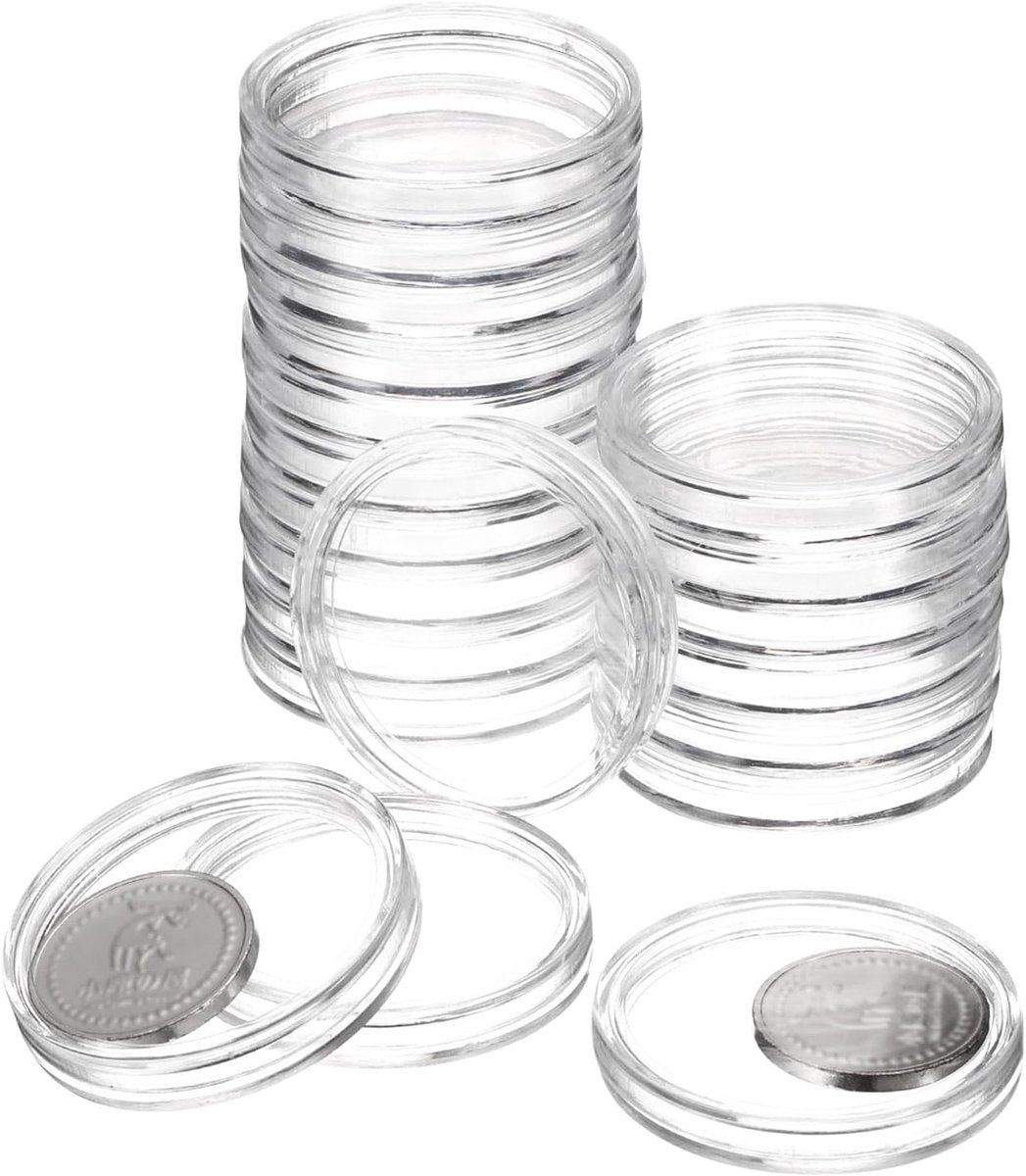20 stuks 38 mm zilveren dollar-munthouders, kunststof muntcapsuleafdekkingen, acryl, helder, ronde muntenverzameling, container voor zilveren muntbeschermers of NFC-tag