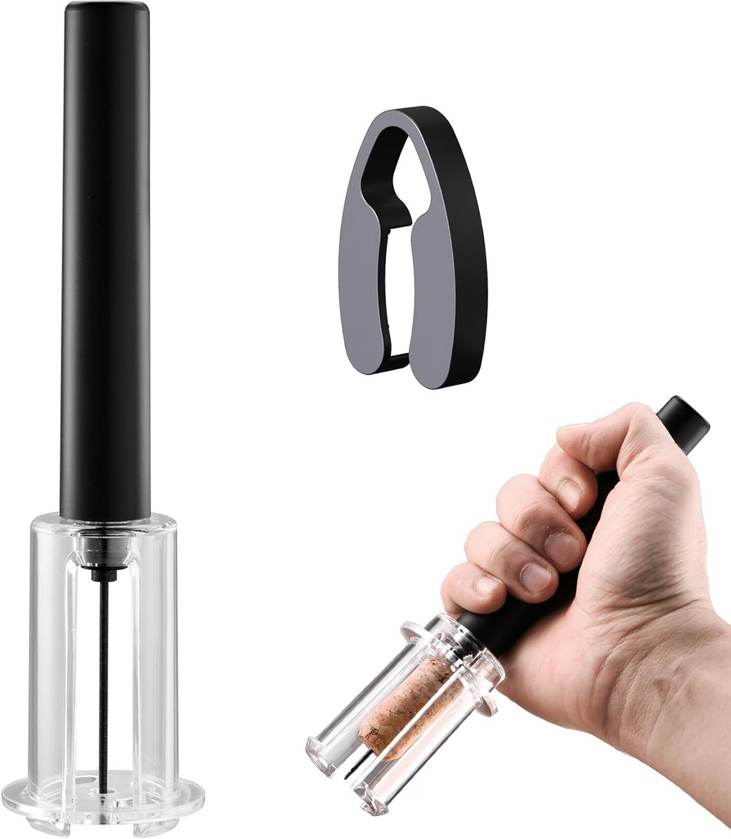 Kurkentrekker Set, Pomp Wijnflesopener met Wijnfoliesnijder, Efficiënt Professioneel Wijnaccessoires voor Thuis Feest Bar Restaurants, Cadeau voor Wijnliefhebbers