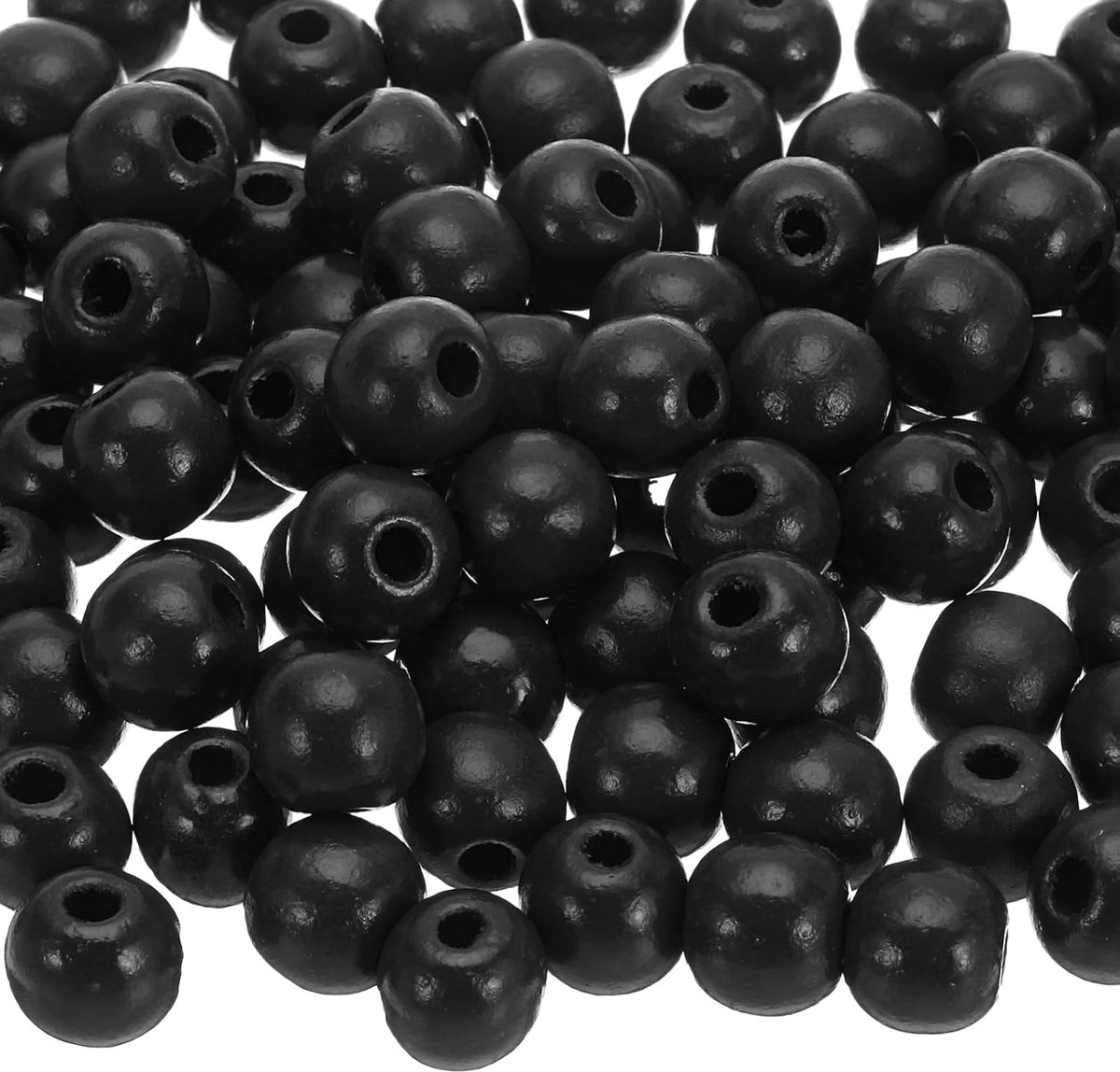 Kralenkopkralen, onafgewerkte natuurlijke vathouten afstandhouders, kralen voor knutselwerk, macramé, sieraden maken, zwart, 14 x 13 mm, gat van 5 mm, 200 stuks