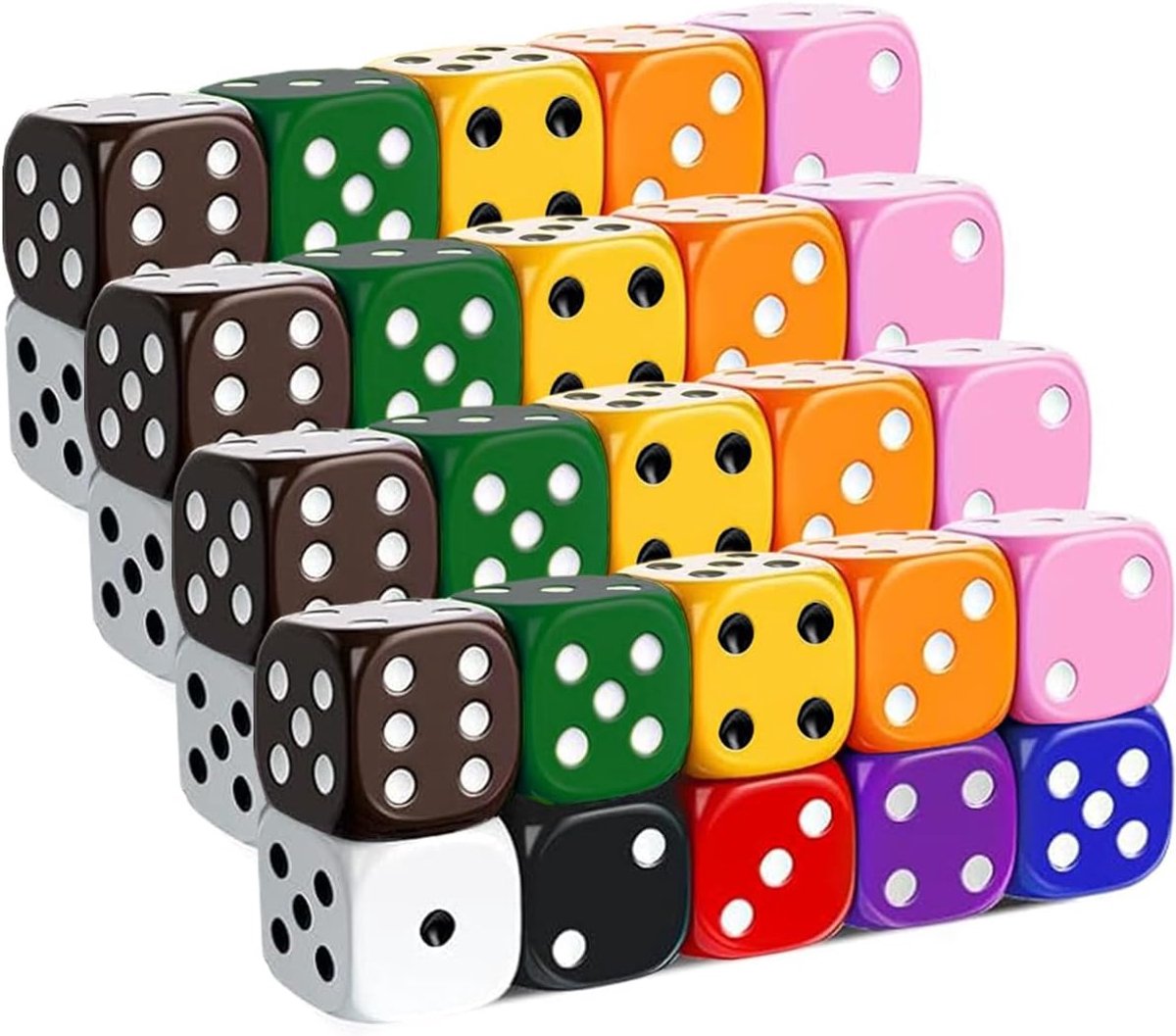 40X Kleurrijke Dobbelstenen Set 16mm Ogen van Acryl, 6-zijdige Speel Dobbelstenen voor Tafelspellen - Multikleur
