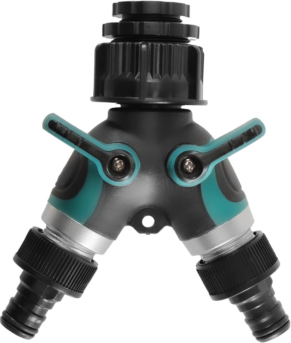 2-weg verdeler kraan met afsluitkranen, Y-waterverdeler, slangverdeler, tuinslangverdeler, kraanverdeler voor 1/2 inch, 3/4 inch en 1 inch wasmachine, keuken, tuin, gazon kranen