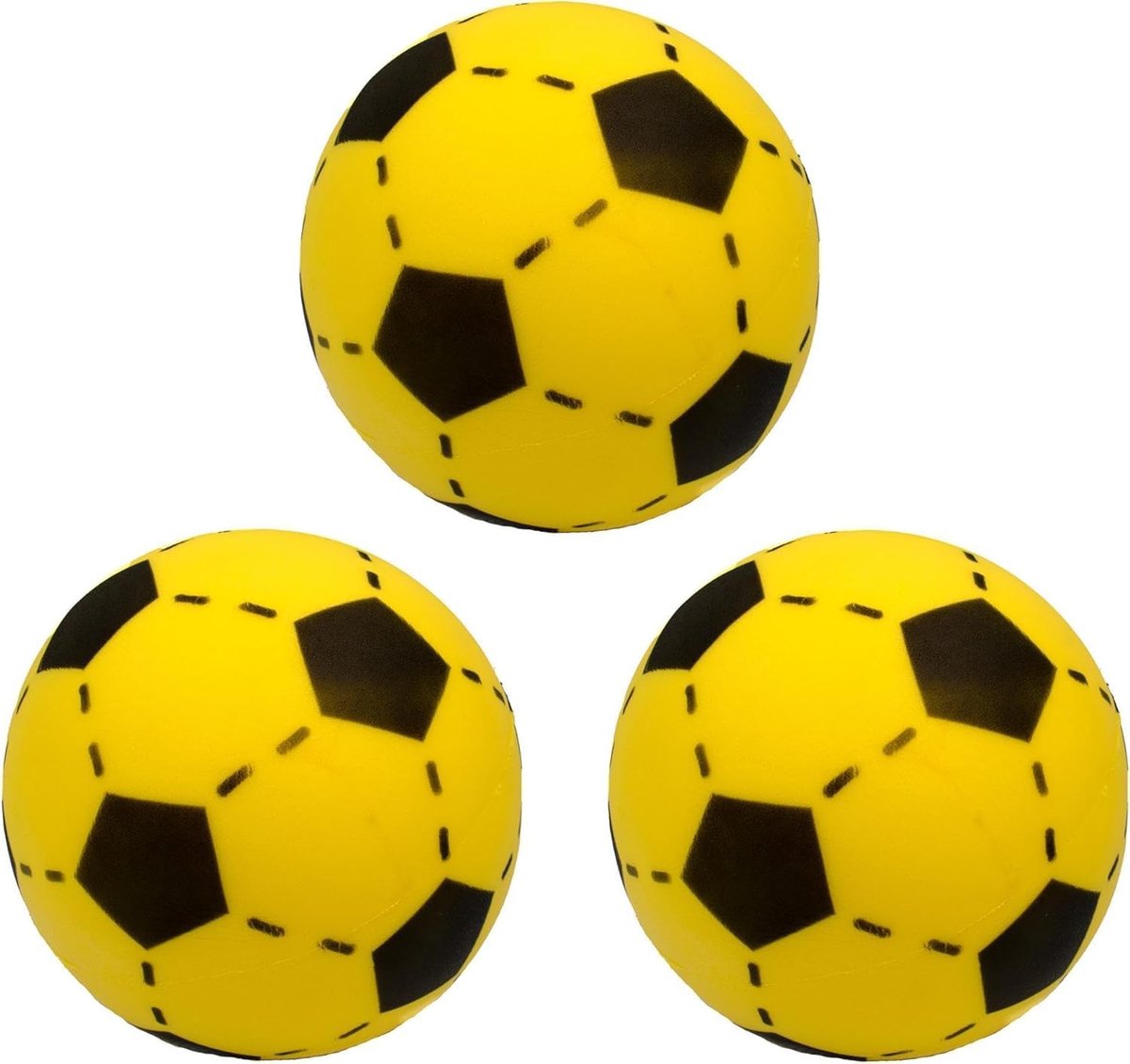3 x zachte bal softball 12 of 20 cm geel, rood, blauw schuimbal kinderen zachte voetbal
