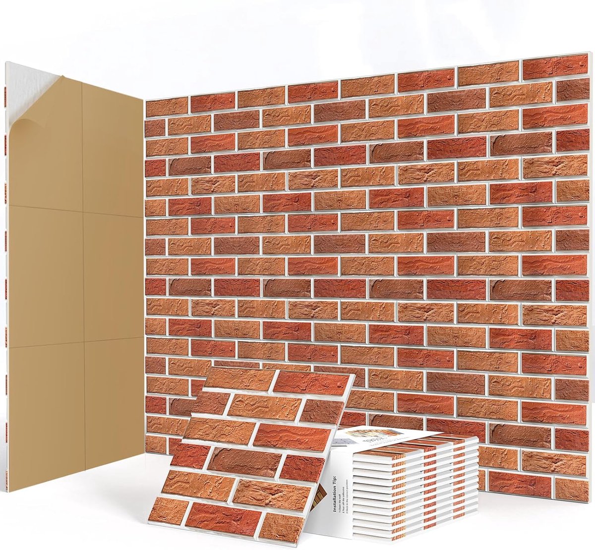 set van 12 zelfklevende akoestische panelen, geluidswerende baksteenpanelen, akoestische wandpanelen met hoge dichtheid voor opnamestudio's, speelkamer, thuis, kantoor, 30x30x1cm, rood