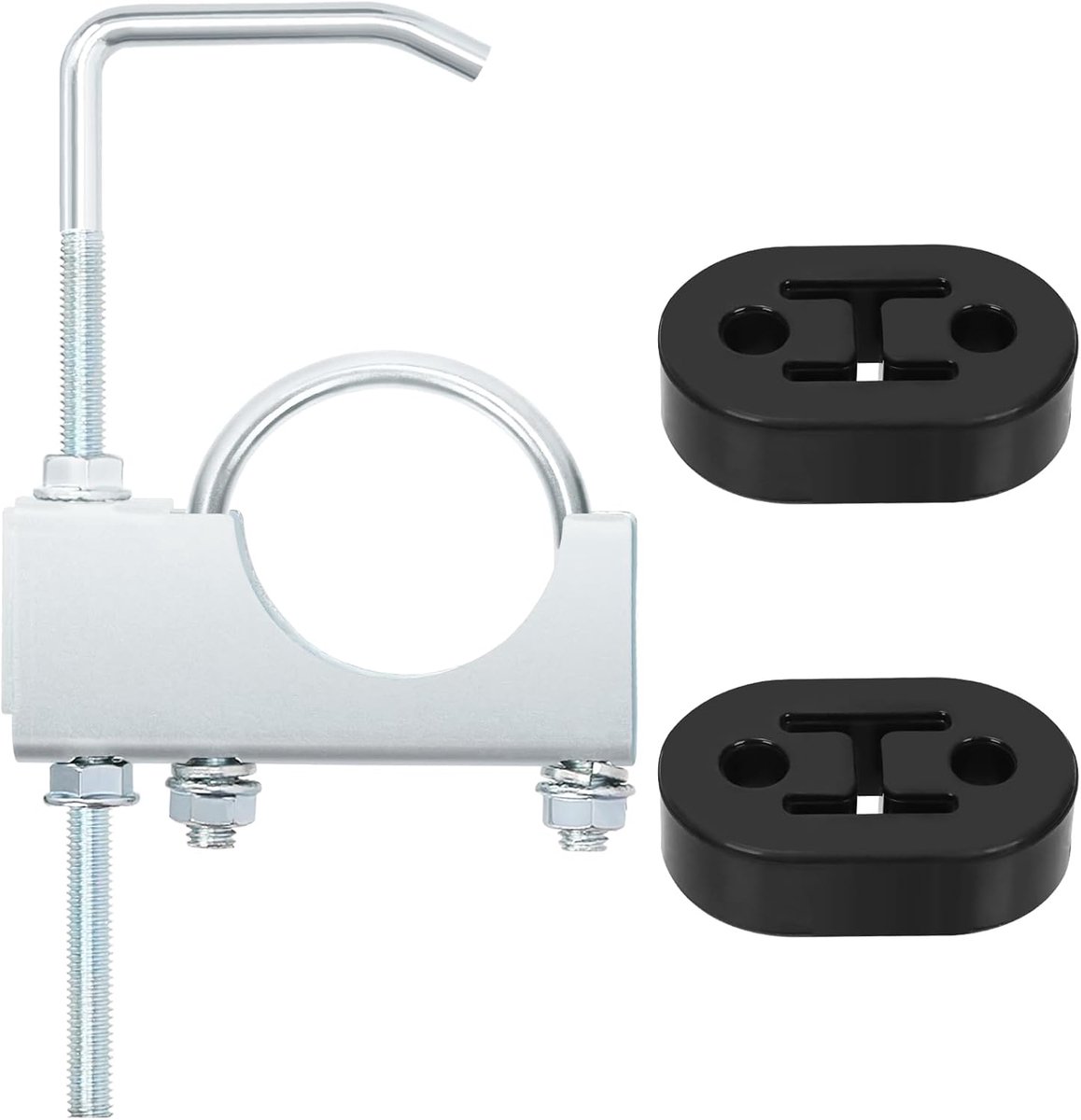 3pcs 2,5 inch uitlaatklem met hanger en rubberen uitlaathangers, Heavy Duty demper hanger, Universele klem op uitlaathanger, Uitlaatsysteem hanger voor 2,5 "auto vrachtwagen uitlaatpijp