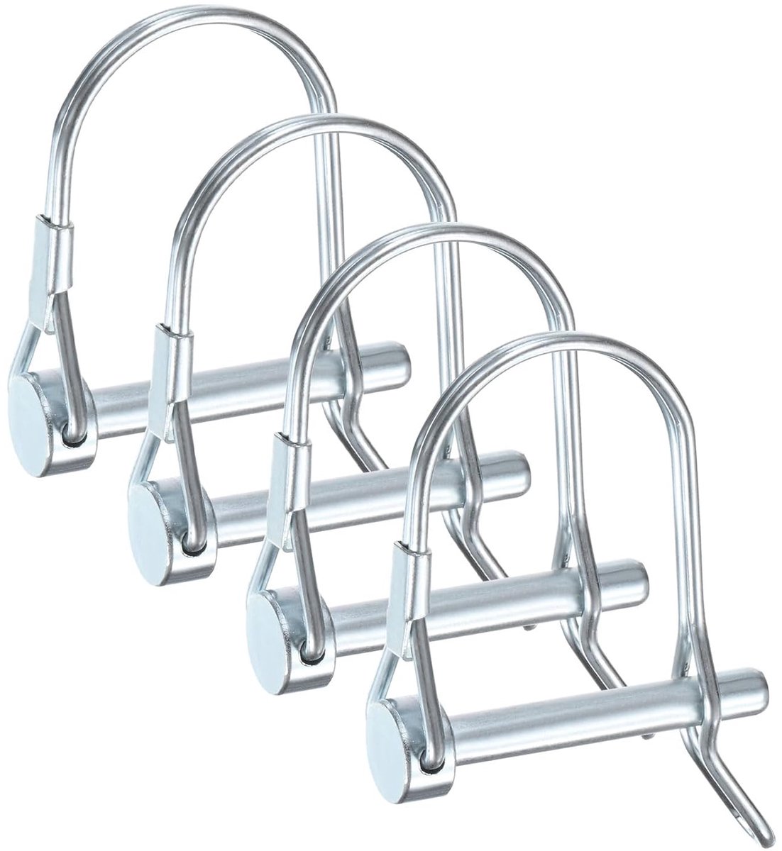 METERXITY 4 stuks bevestigingspen voor aanhangers, 6 mm x 40 mm (DxL) van verzinkt koolstofstaal in D-vorm met boogdraad voor landbouwaanhangwagen/grasmaaier/tuin