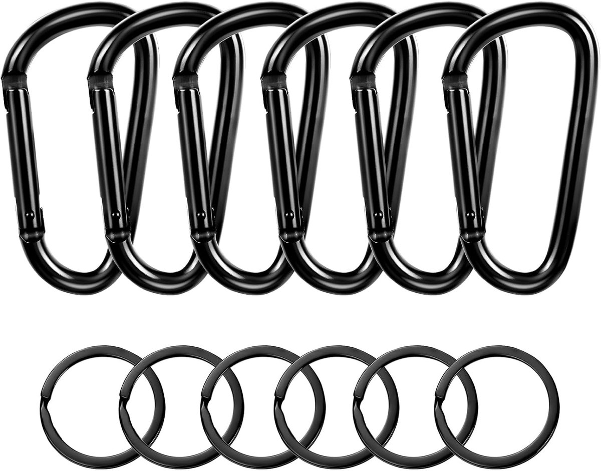 6 stuks karabijnhaken, karabijnhaken van aluminiumlegering, D-ring, voor hangmat, vissen, schommelen, wandelen, sleutelhanger, slothonden