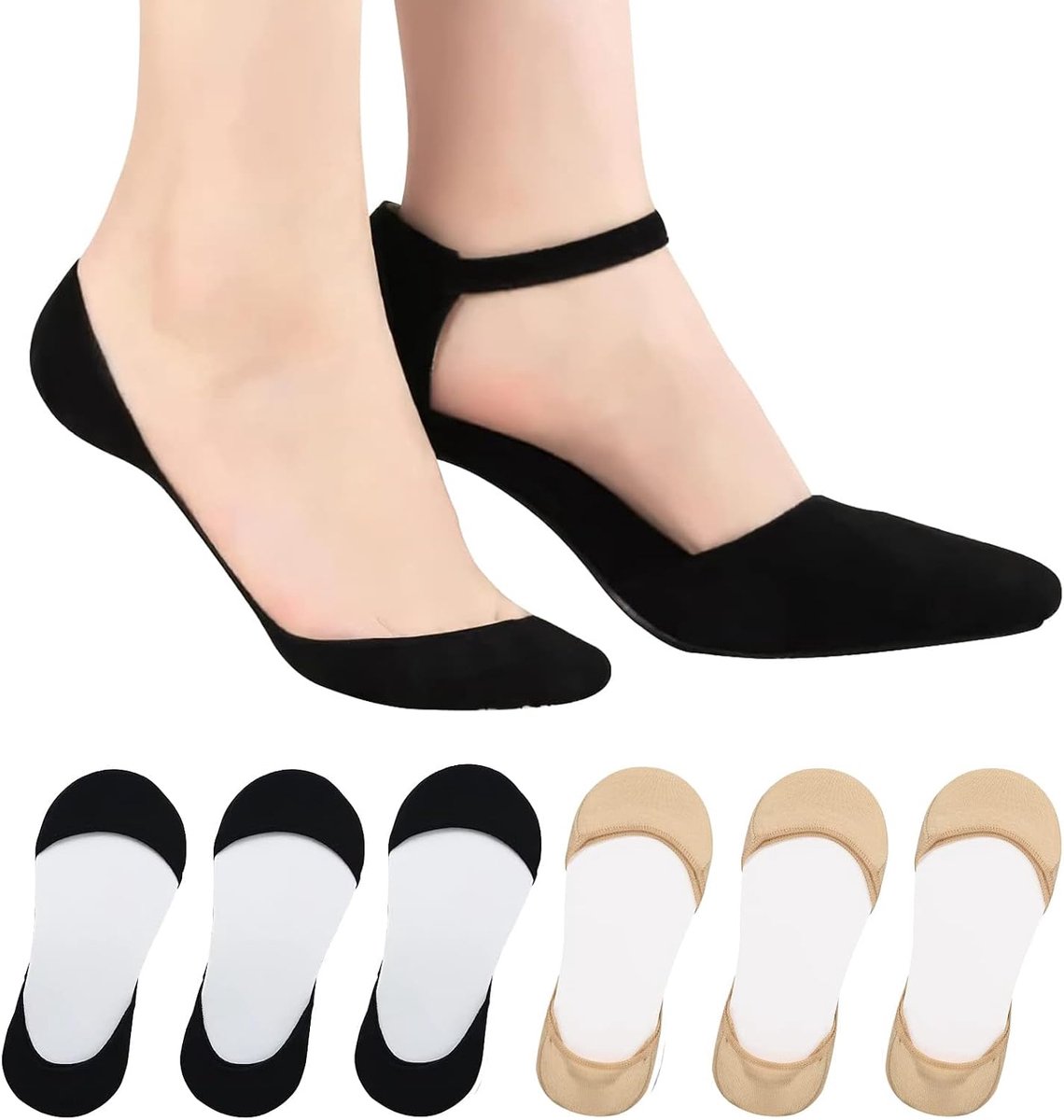 Sokken voor dames voor hoge hakken, katoen dames ultra laag uitgesneden voering onzichtbare sokken, antislip zachte enkelsokken, bootsokken, casual sokken voor loafers, sneakers