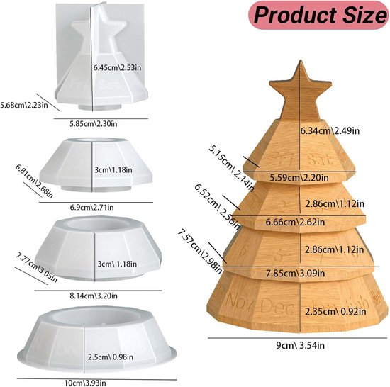 gietvormen Kerstmis WISIRENT, 4 stuks kalender siliconen vormen set gietvormen siliconen adventskrans, 3D-kerstboomvorm, gipsvormen om te gieten, ster voor knutselwerk, doe-het-zelf — afbeelding 5